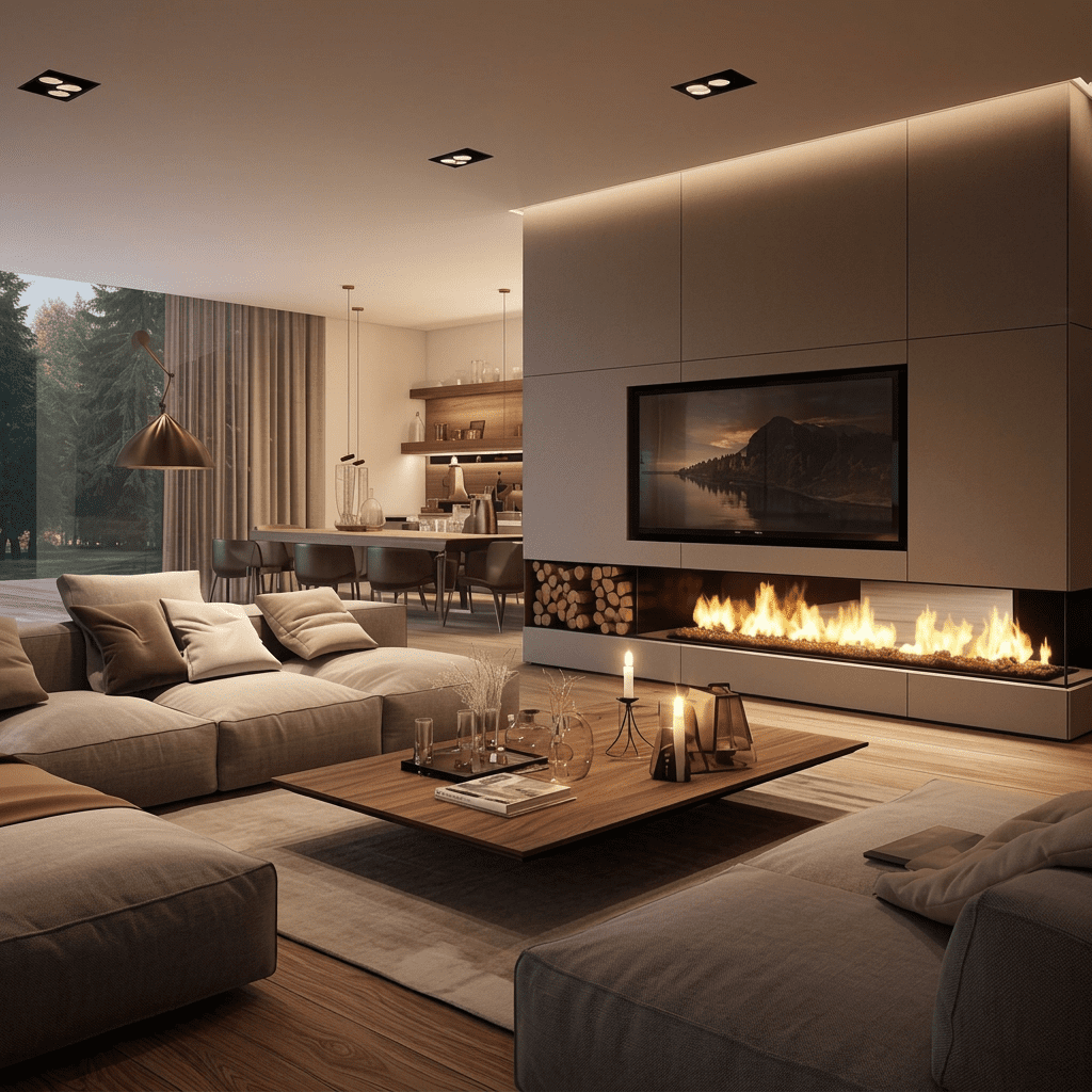 Contemporary living room furniture and interior decor package