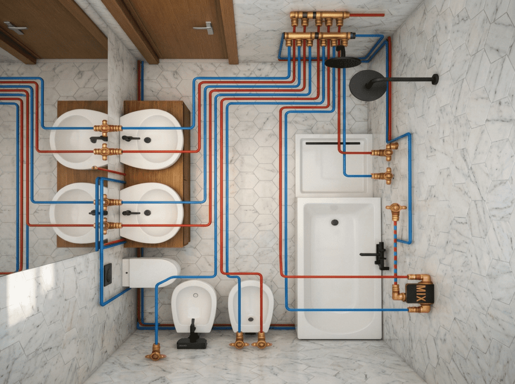 bathroom layout planning with vanity toilet shower and bathtub positions