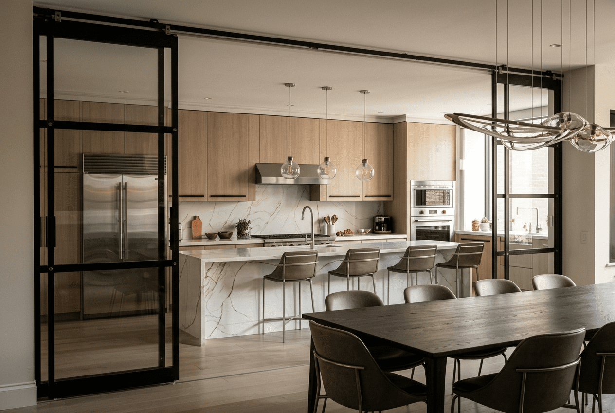 kitchen aluminum glass sliding door solution