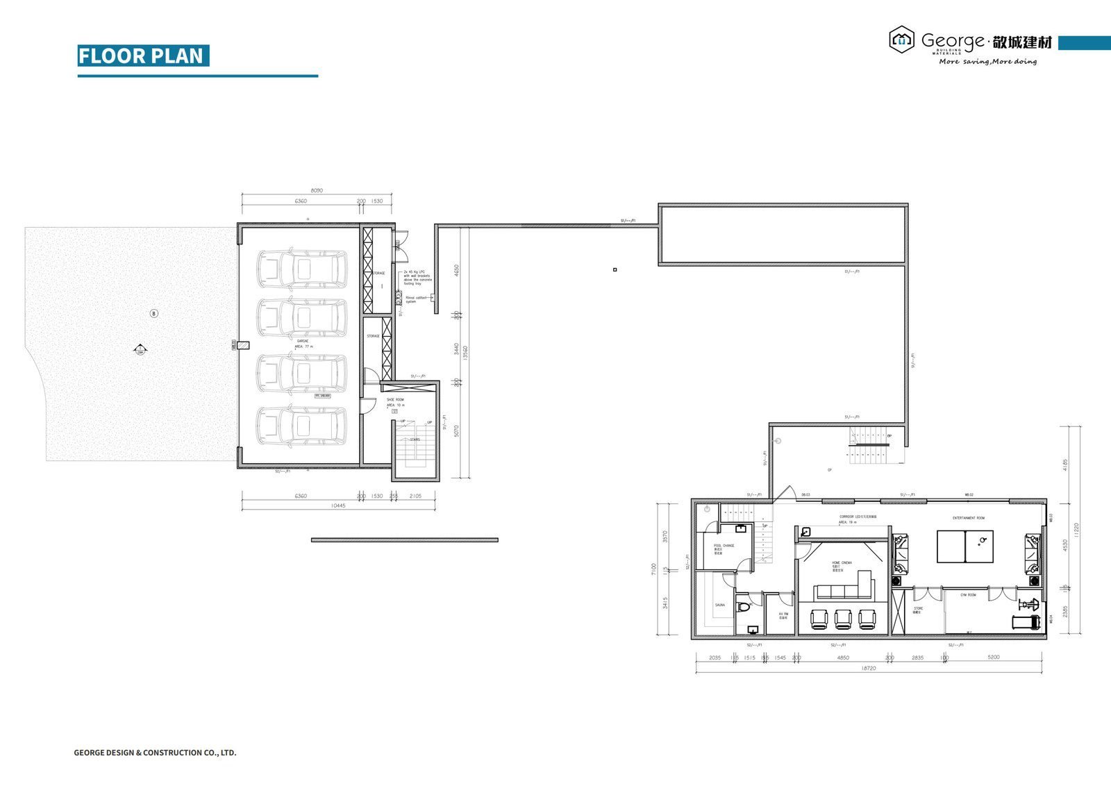 Basement floor plan showing the cinema, gym, sauna and wine cellar