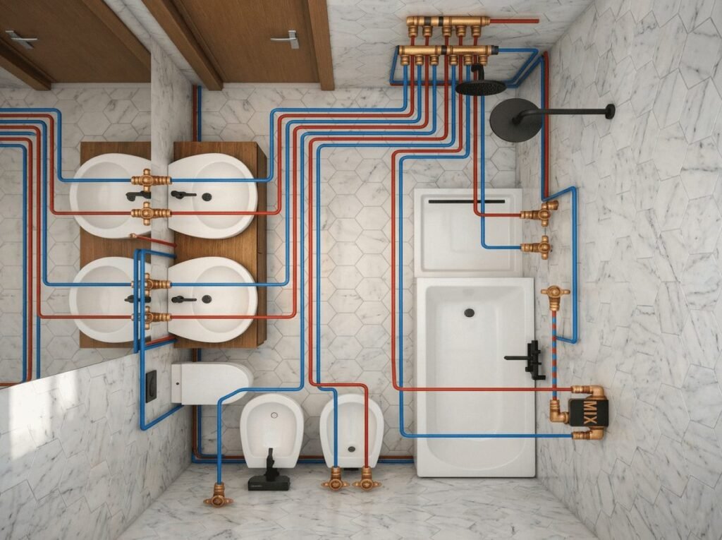 bathroom layout planning with vanity toilet shower and bathtub positions