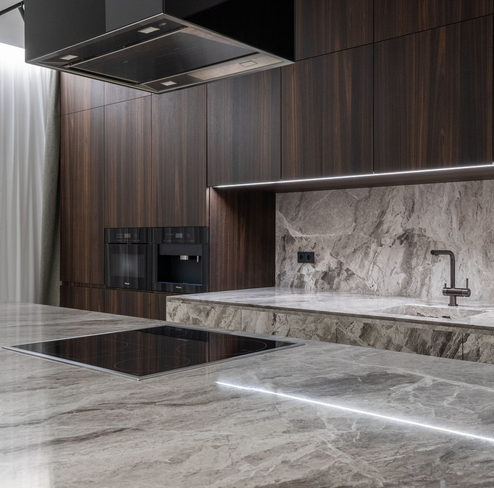sintered stone worktop surface with honed matte finish