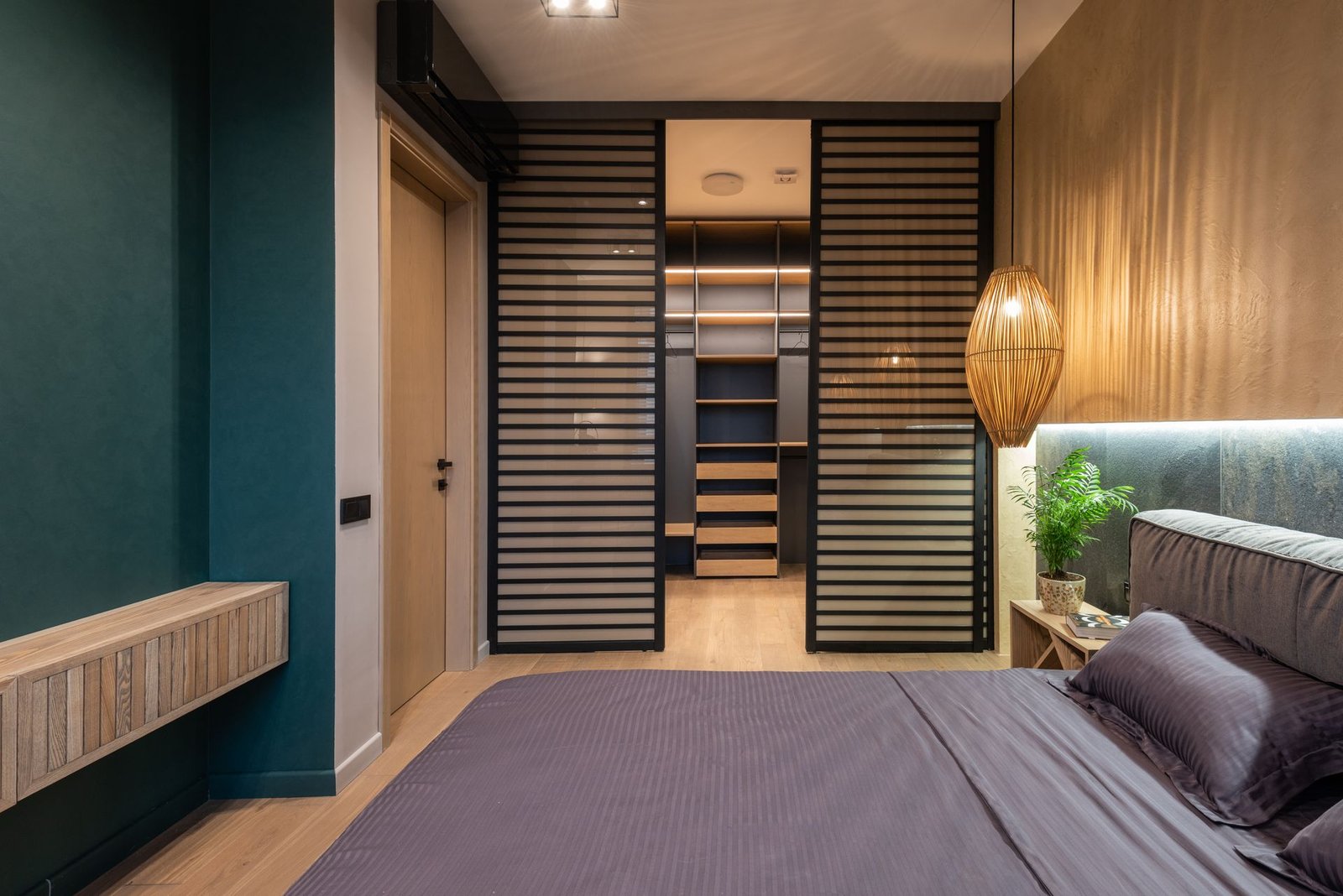 sliding pocket door installed in a contemporary villa interior