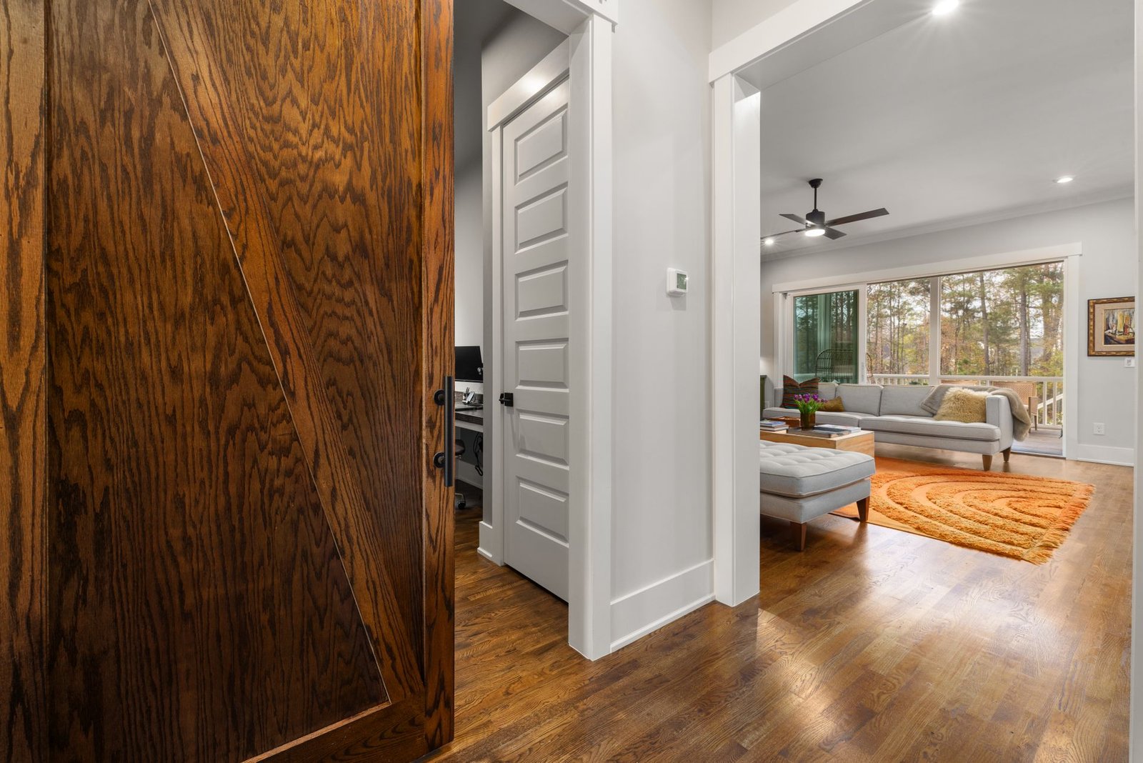 sliding pocket door in a finished villa room