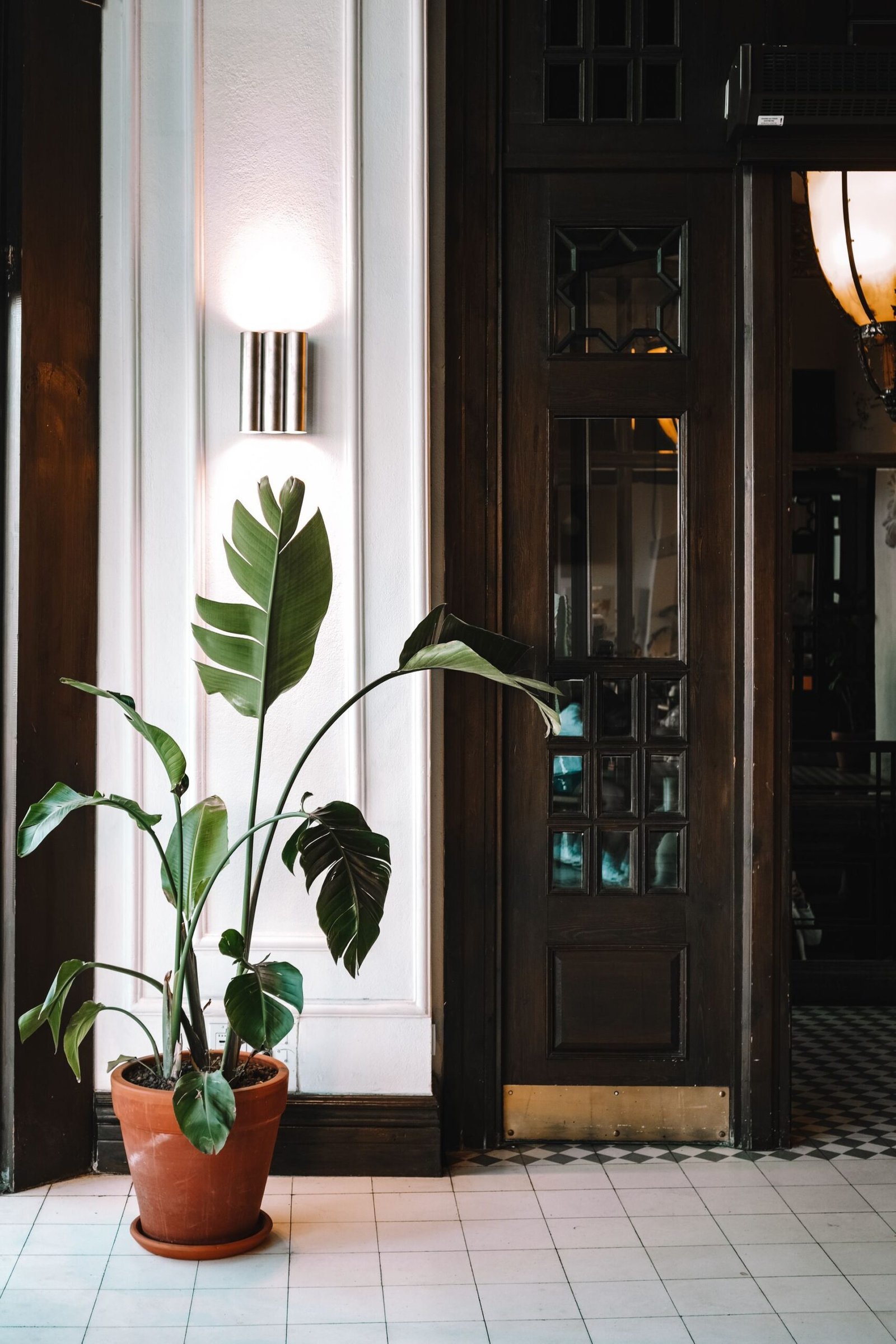 solid wood door in a finished villa room