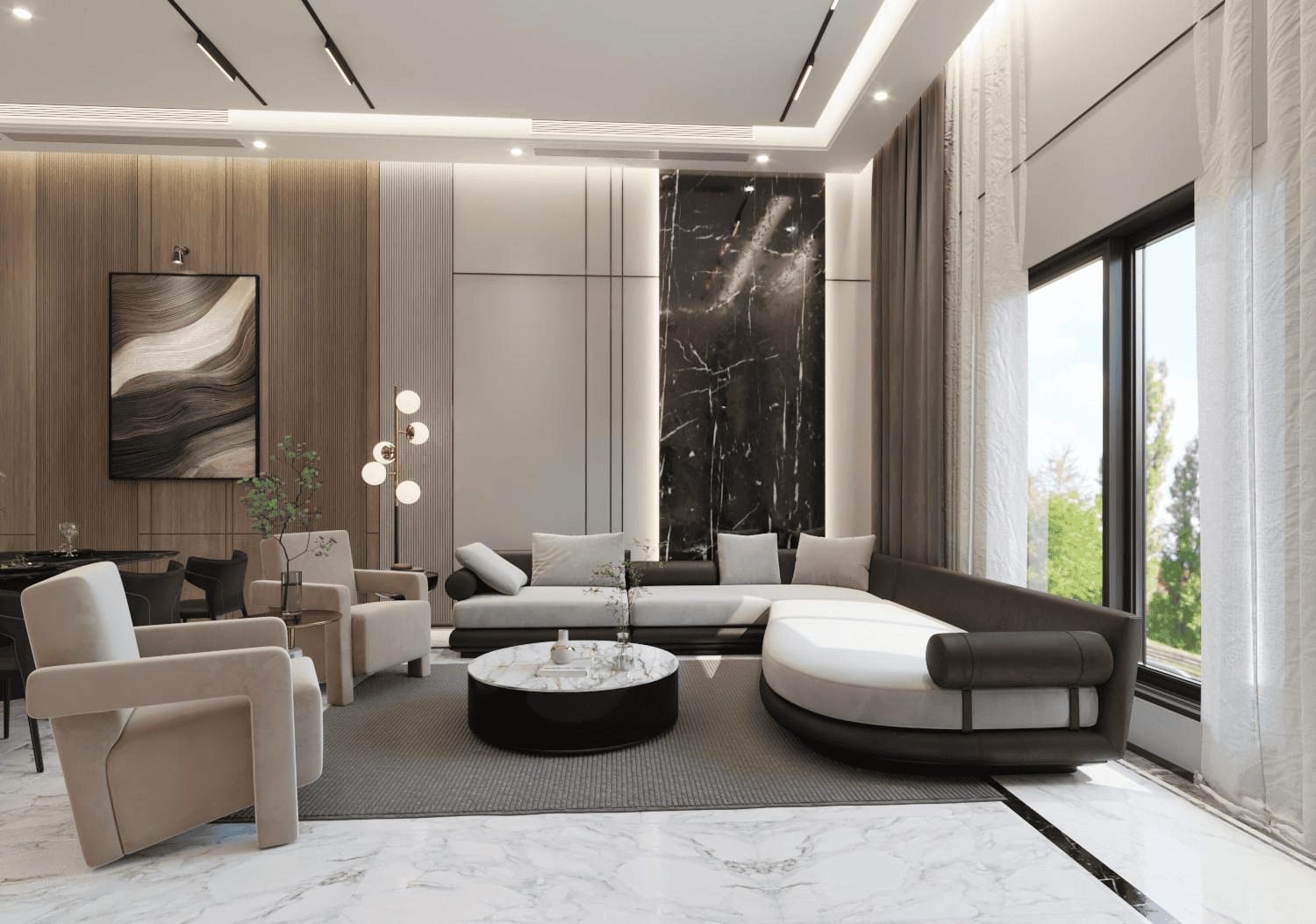 Marble-look floor — Dubai luxury villa