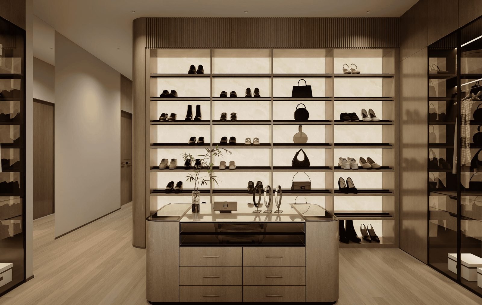 Walk-in closet with full-height wardrobes — US whole-house project