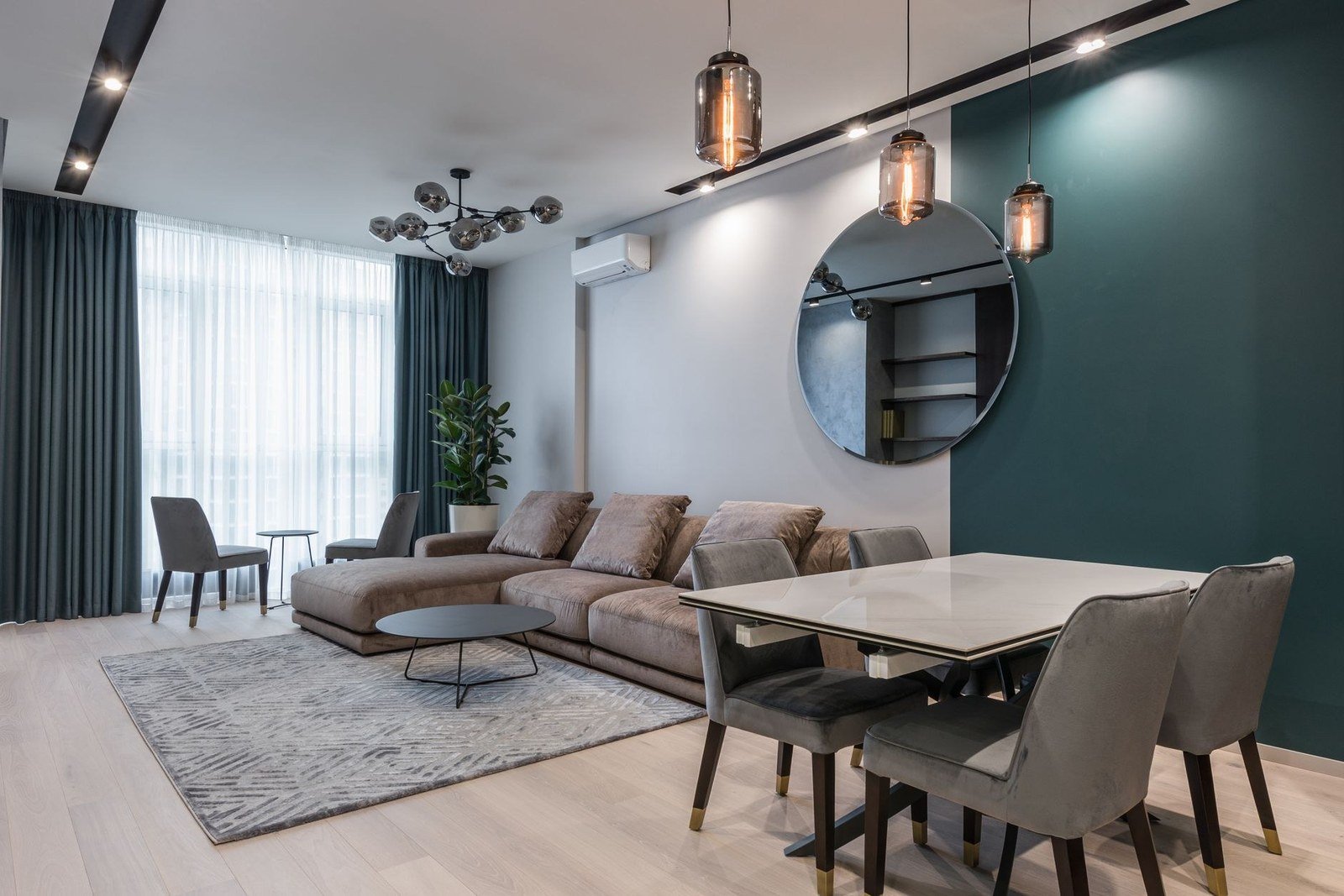 Whole-villa textile program — one palette across the rooms