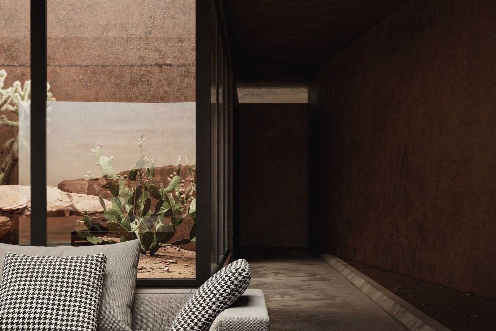 Linen and cotton fabrics in a villa living room